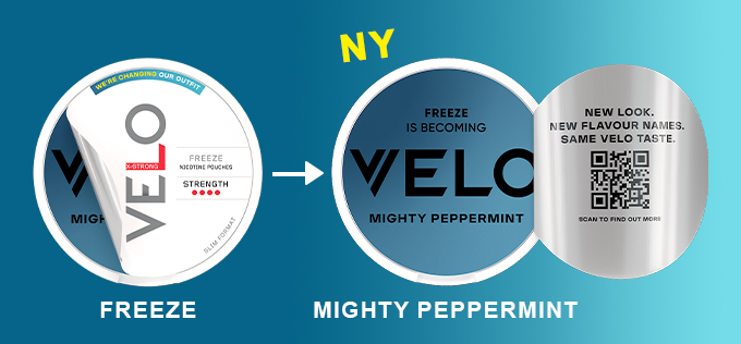 Velo Freeze X-Strong -> Velo Mighty Peppermint