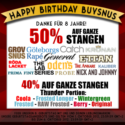 BuySnus 8th year anniversary!