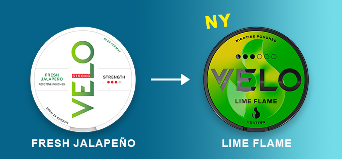 Velo Fresh Jalapeno Slim Strong -> Velo Lime Flame