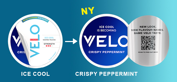 Velo Ice Cool Mint Strong Slim -> Velo Crispy Peppermint Slim