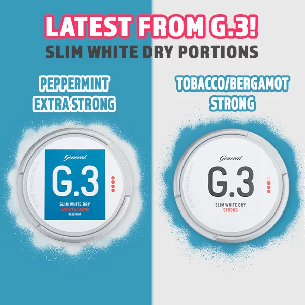 G.3 - NOW AVAILABLE IN SLIM WHITE DRY PORTIONS