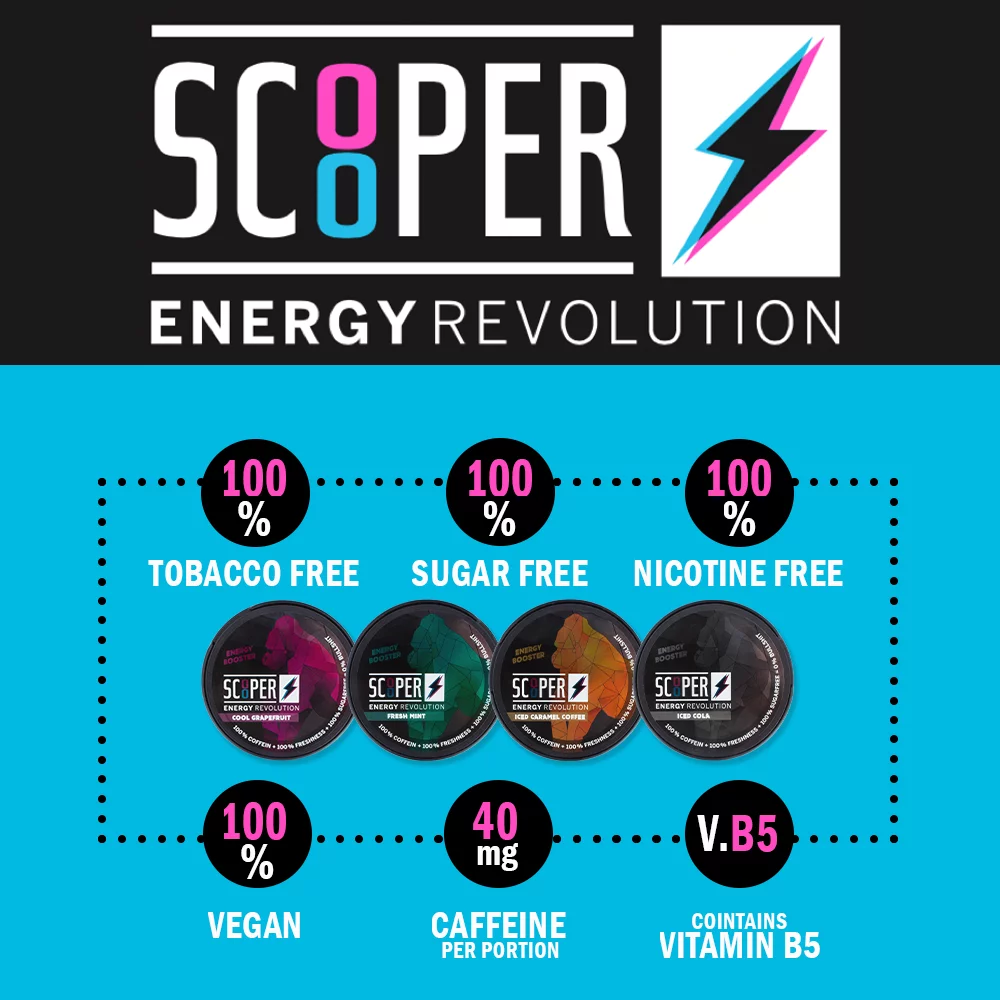 SCOOPER ENERGY – AN ENERGETIC NEWCOMER THAT IS 100% FREE FROM TOBACCO, NICOTINE AND SUGAR